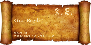 Kiss Regő névjegykártya
